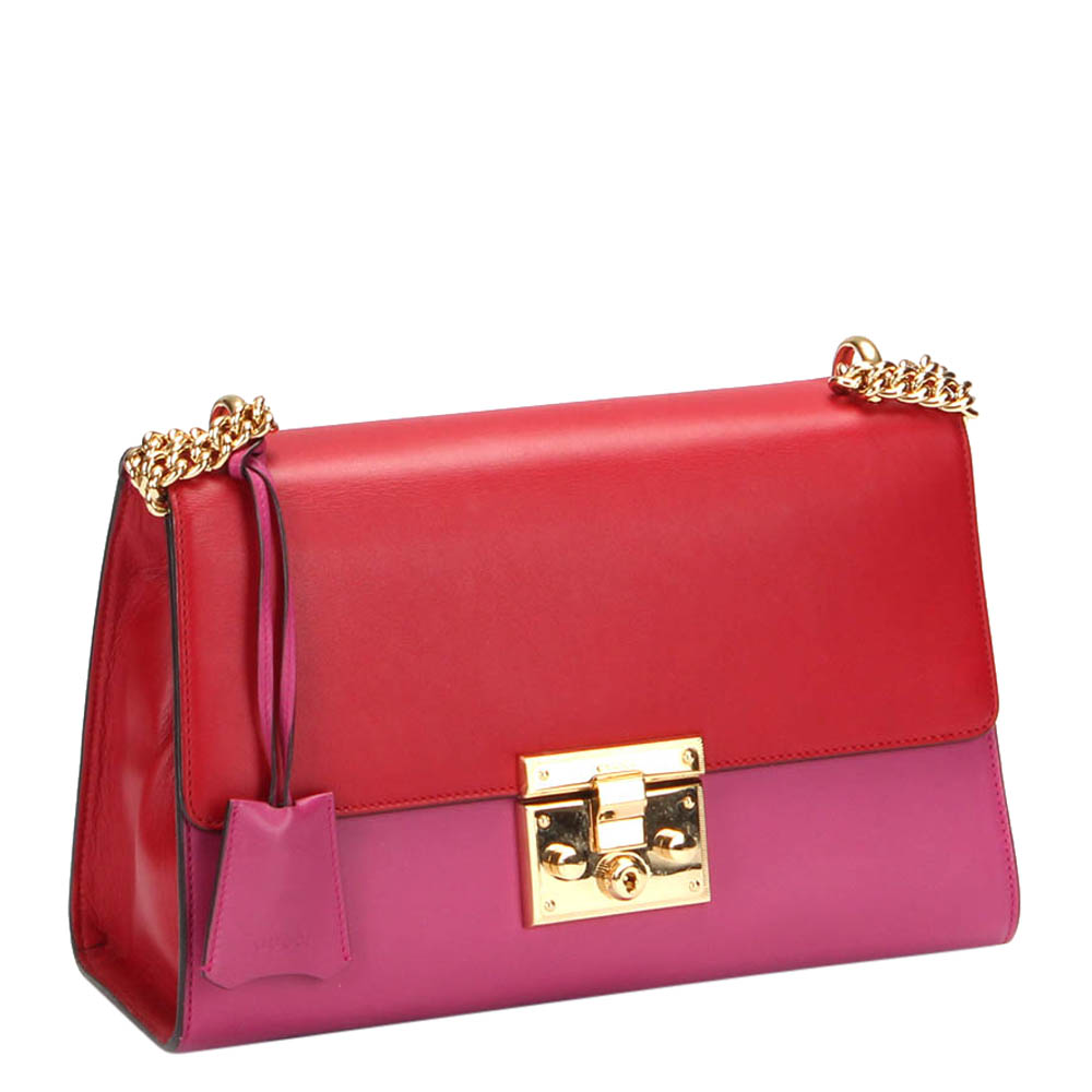 

Gucci Red/Pink Leather Padlock Medium Shoulder Bag