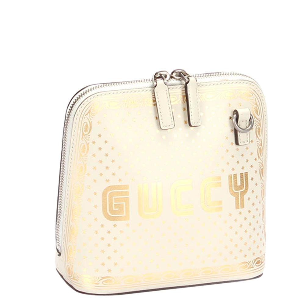 

Gucci White Guccy Leather Mini Crossbody Bag