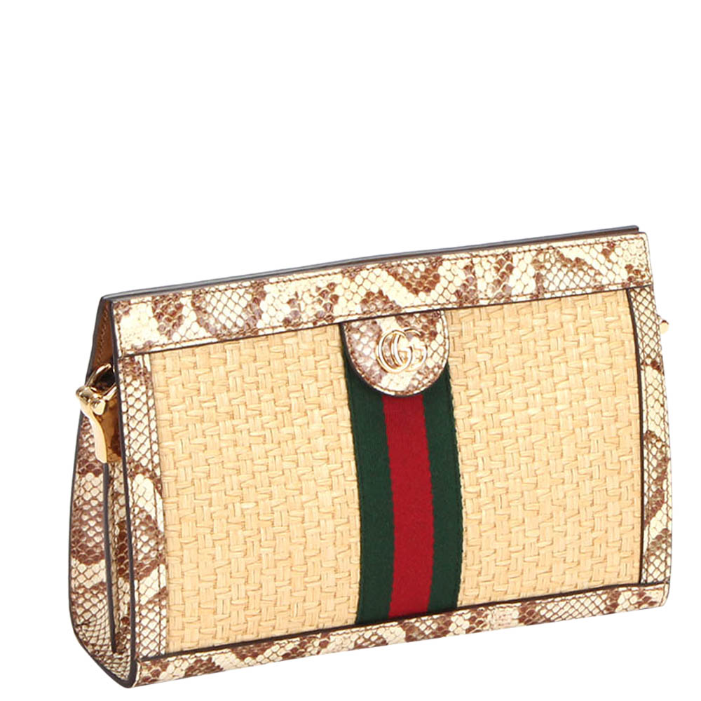 

Gucci Beige Ophidia Raffia Small Crossbody Bag
