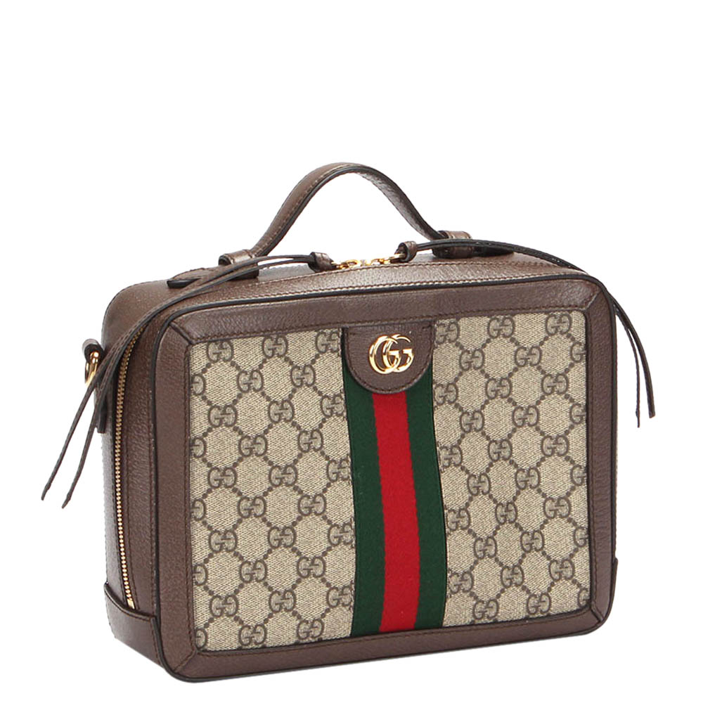 

Gucci Brown GG Supreme Canvas Small Ophidia Top Handle Bag