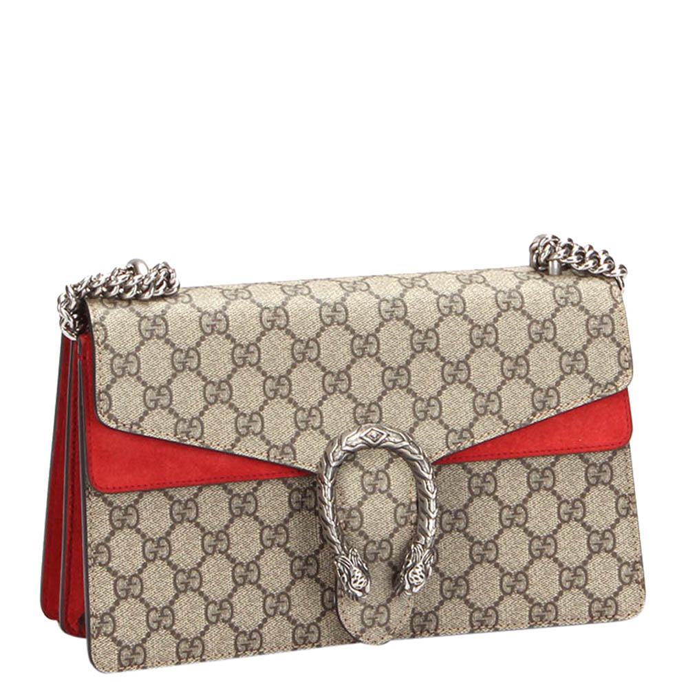 

Gucci Brown/Red GG Supreme Canvas Dionysus Small Shoulder Bag