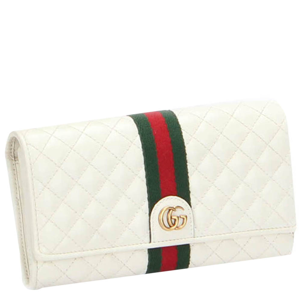 

Gucci White Web Quilted Leather Long Wallet