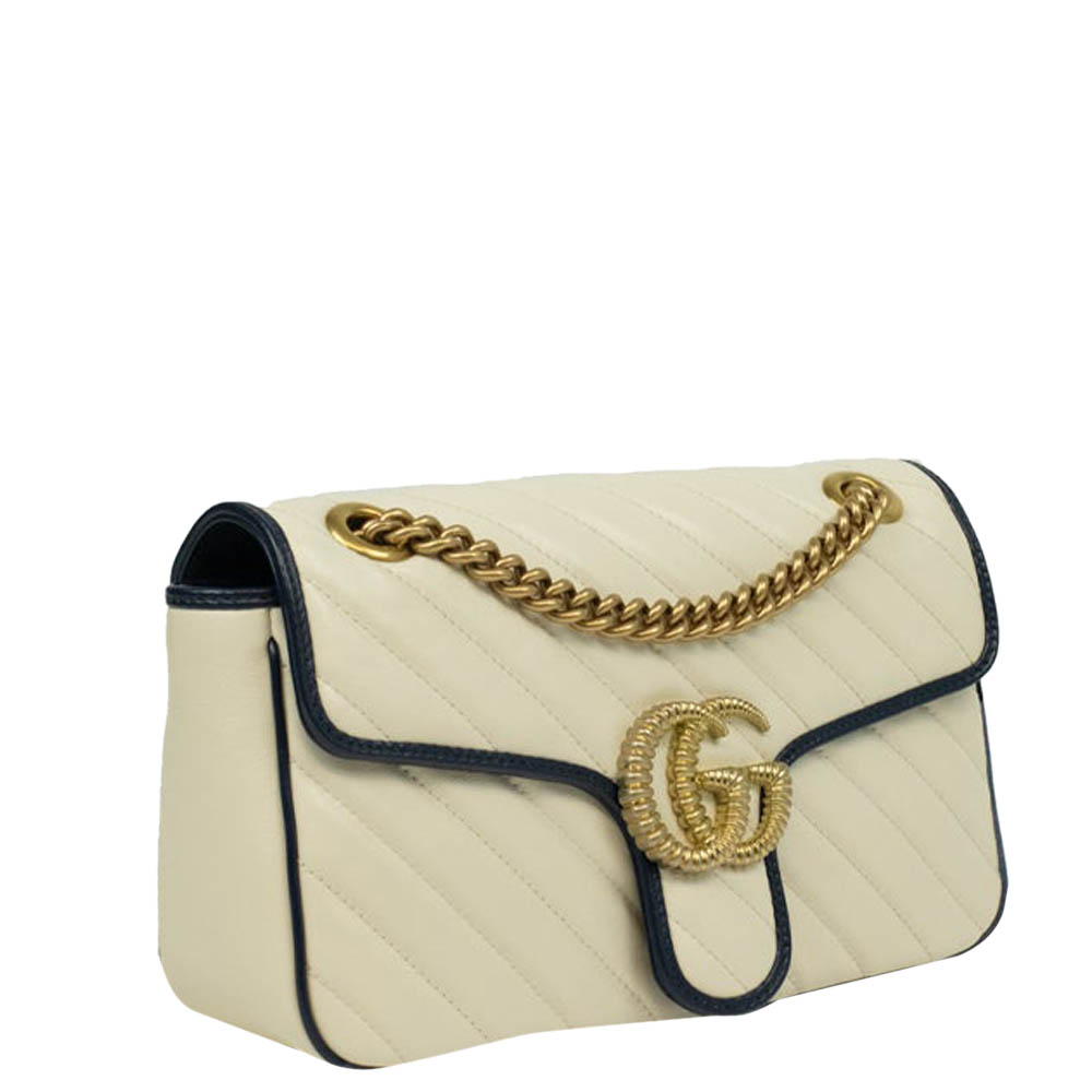 

Gucci White Leather GG Marmont Shoulder Bag