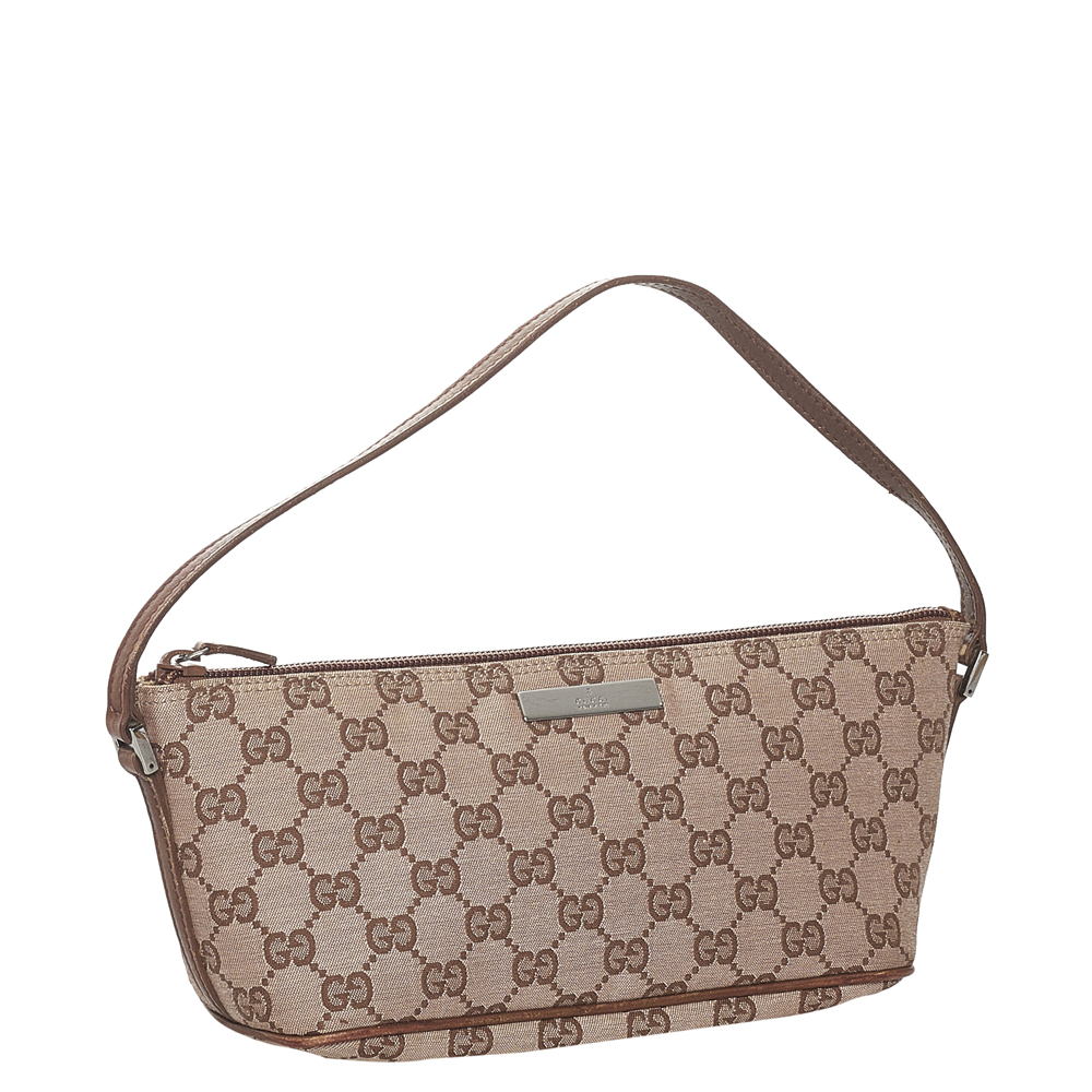 

Gucci Brown GG Canvas Boat Baguette Bag