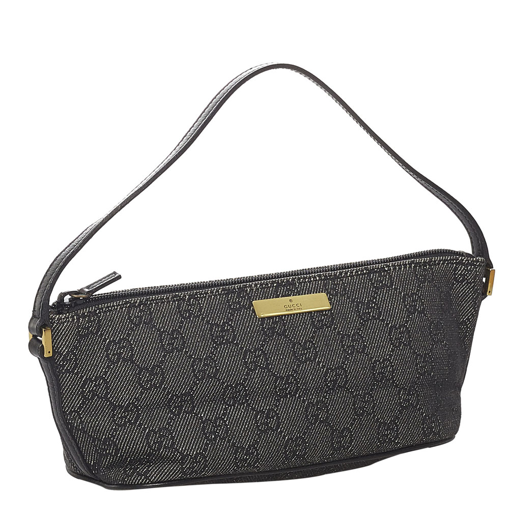 

Gucci Grey GG Canvas Fabric Boat Clutch Bag