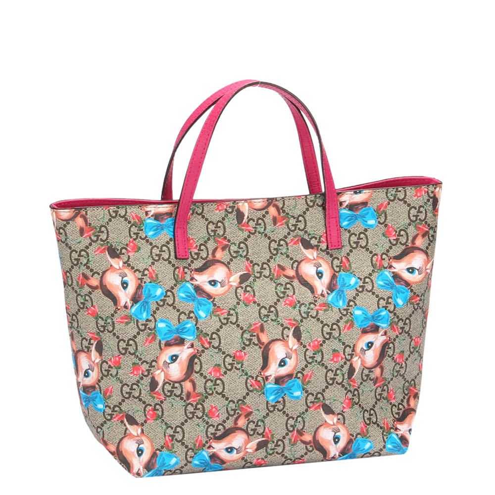 

Gucci Multicolor GG Supreme Canvas Deer Tote Bag