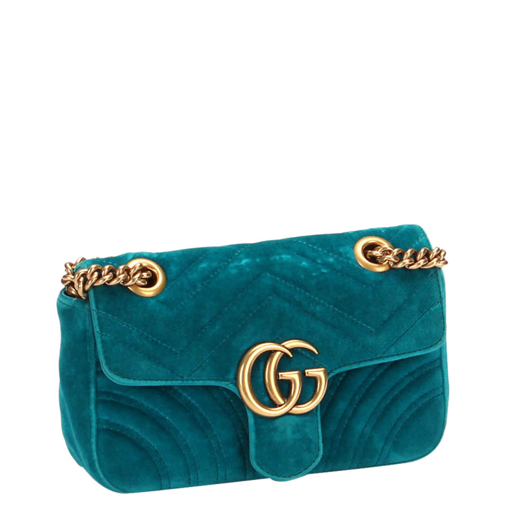 

Gucci Blue GG Marmont Velvet Mini Shoulder Bag