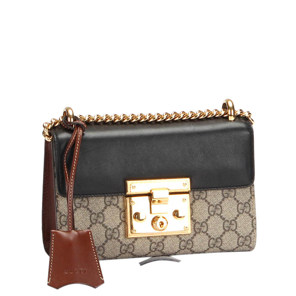 

Gucci Brown/Beige GG Supreme Canvas Small Padlock Shoulder Bag