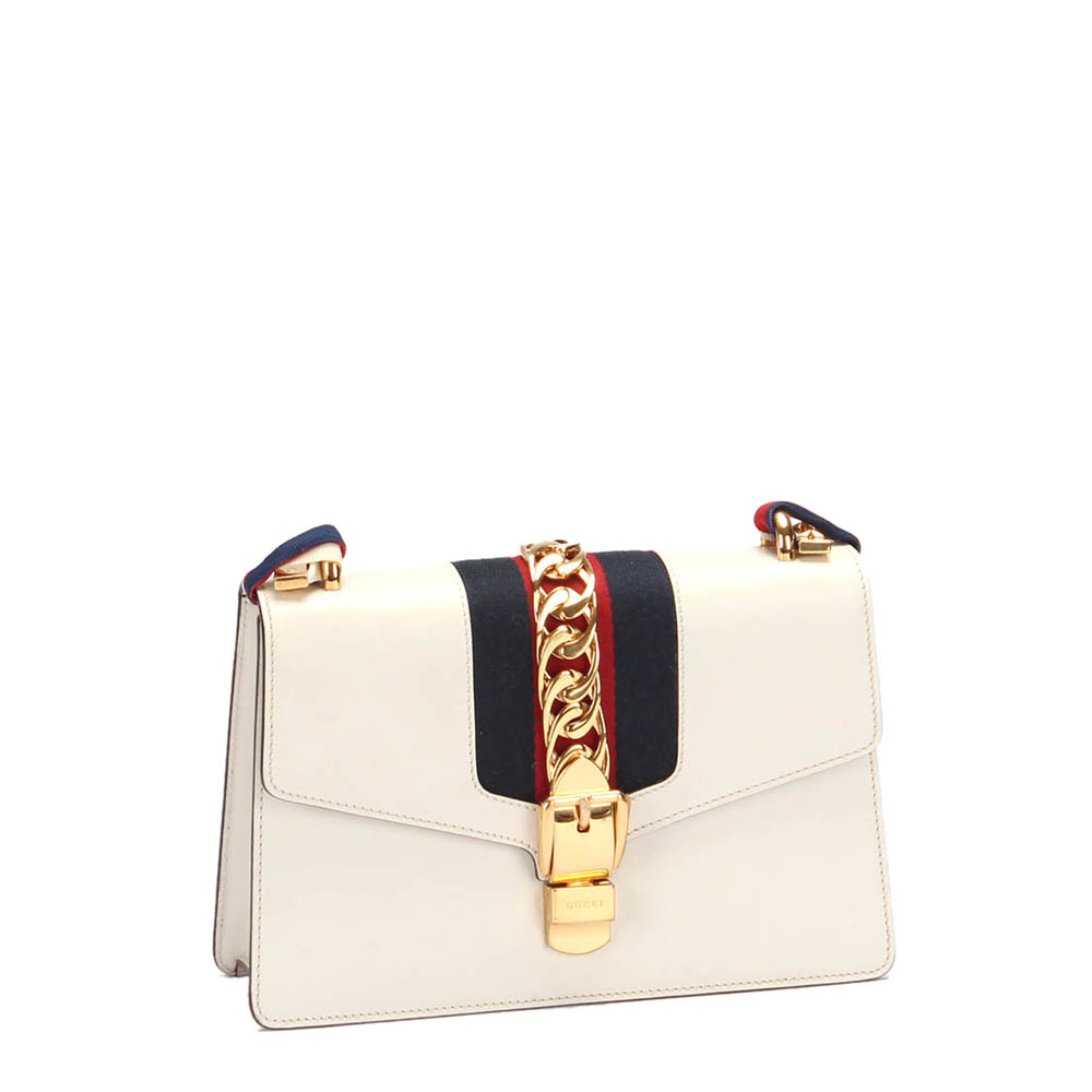 

Gucci White Leather Sylvie Small Shoulder Bag