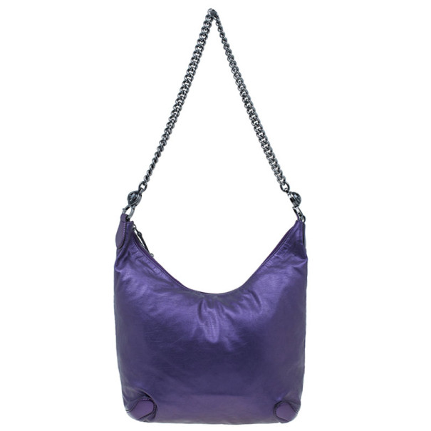 مملوكة مسبقًا Gucci Metallic Purple Leather Galaxy Hobo