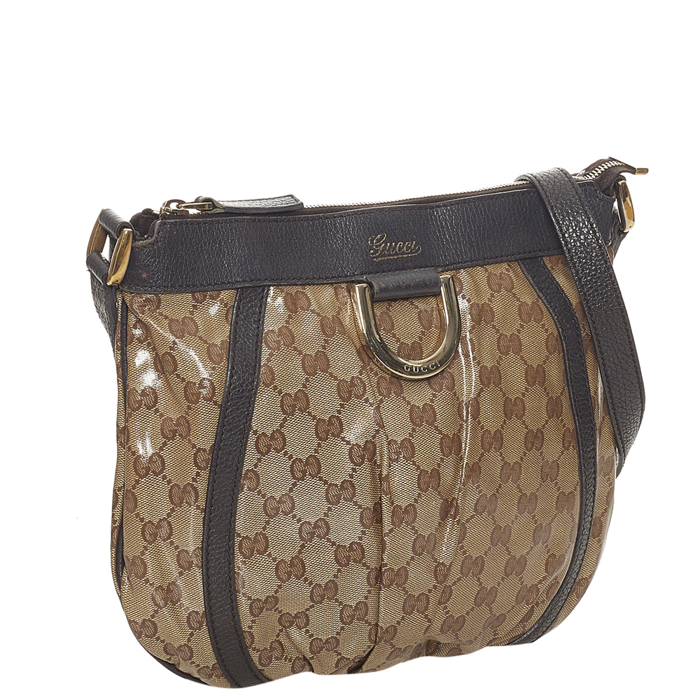 

Gucci Brown/Beige GG Crystal Plastic Vinyl Abbey D-Ring Shoulder Bag