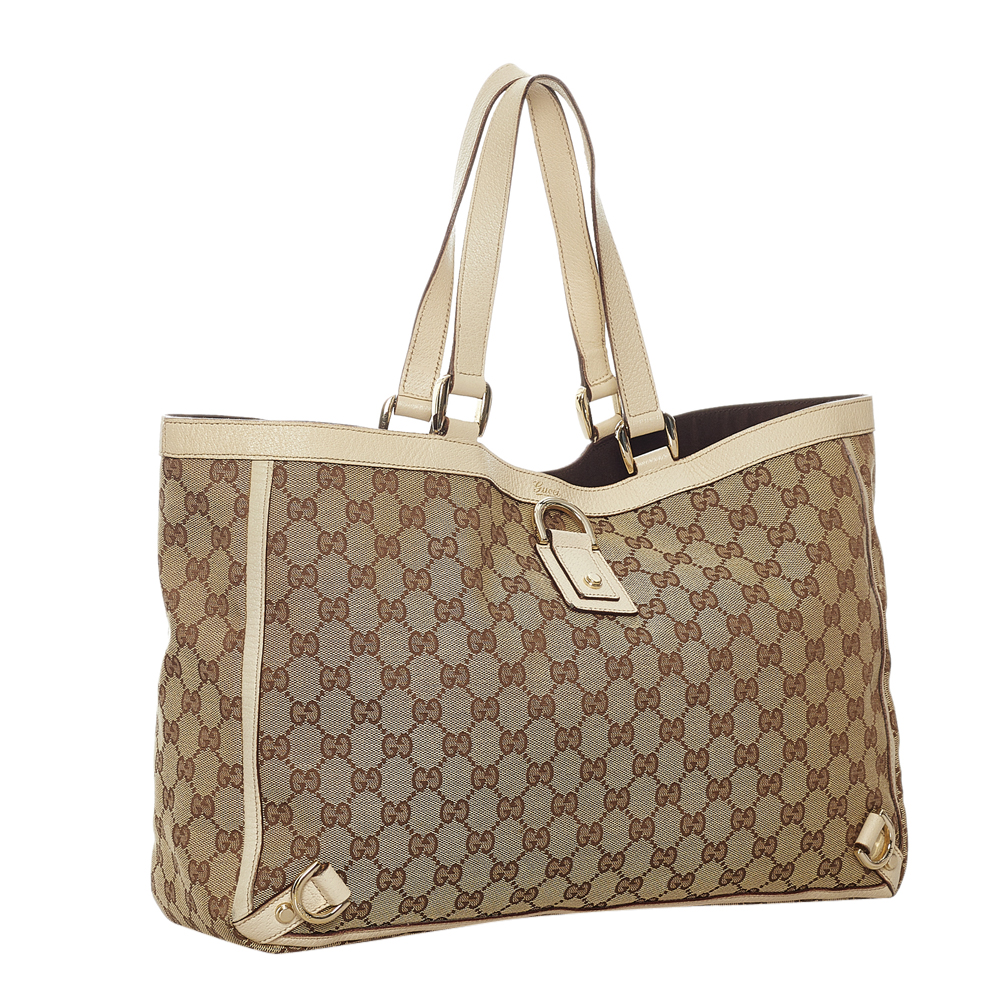 

Gucci Brown/Beige GG Canvas Fabric Abbey D-Ring Tote Bag