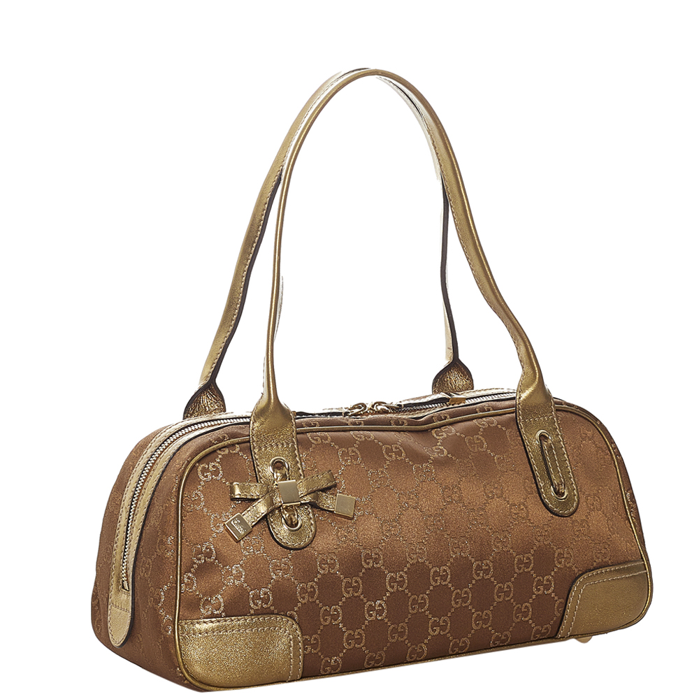 

Gucci Brown/Bronze GG Canvas Fabric Princy Shoulder Bag, Beige