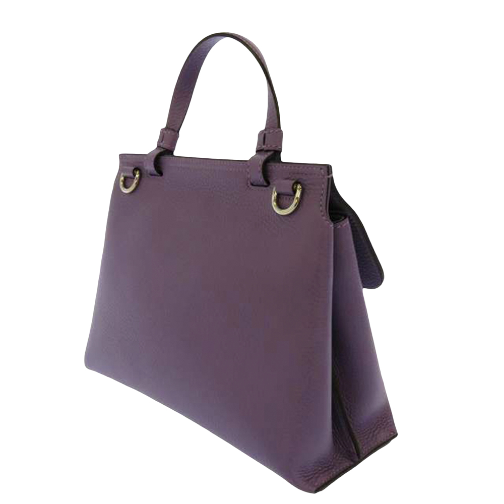 

Gucci Purple Leather Bamboo Daily Satchel Bag