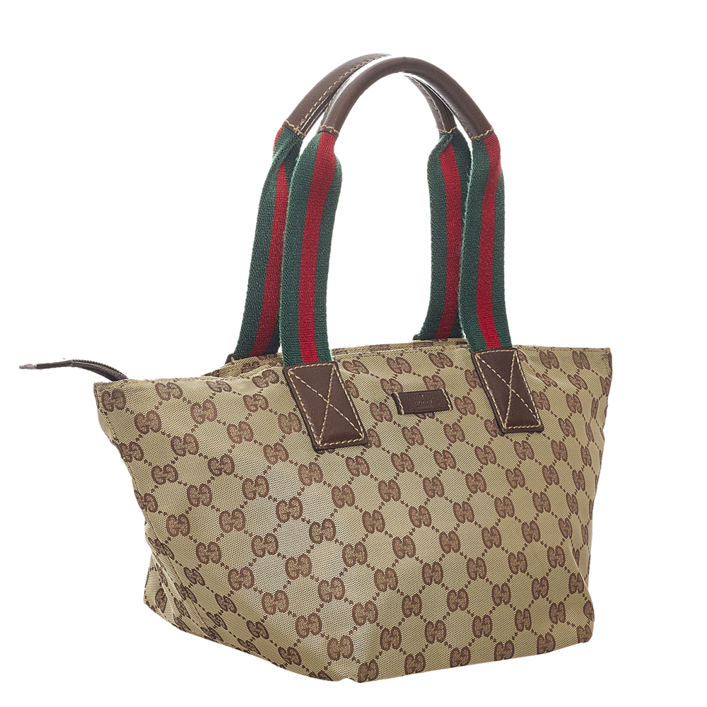 

Gucci Beige/Brown GG Canvas Web Tote Bag