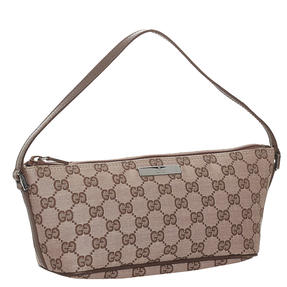 

Gucci Brown/Beige GG Canvas Fabric Boat Clutch Bag