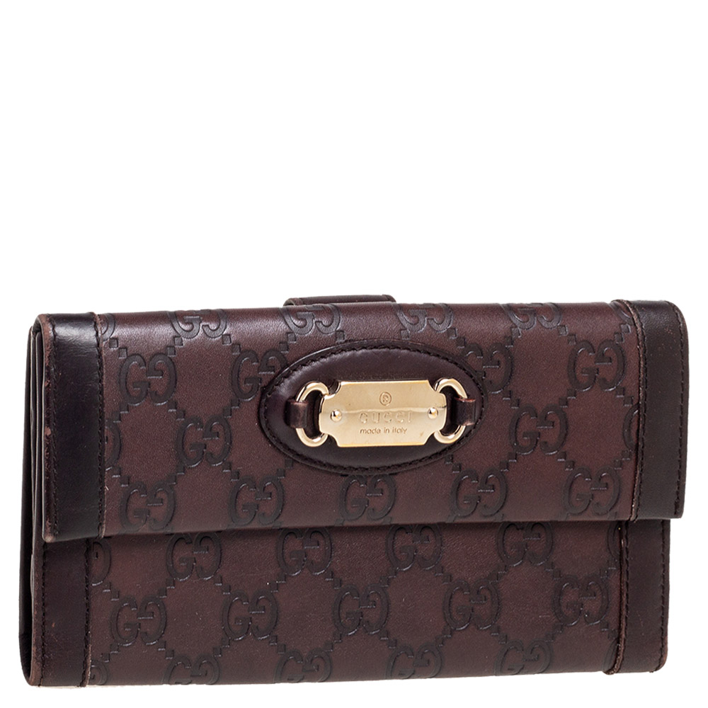 

Gucci Brown Guccissima Leather Flap Continental Wallet