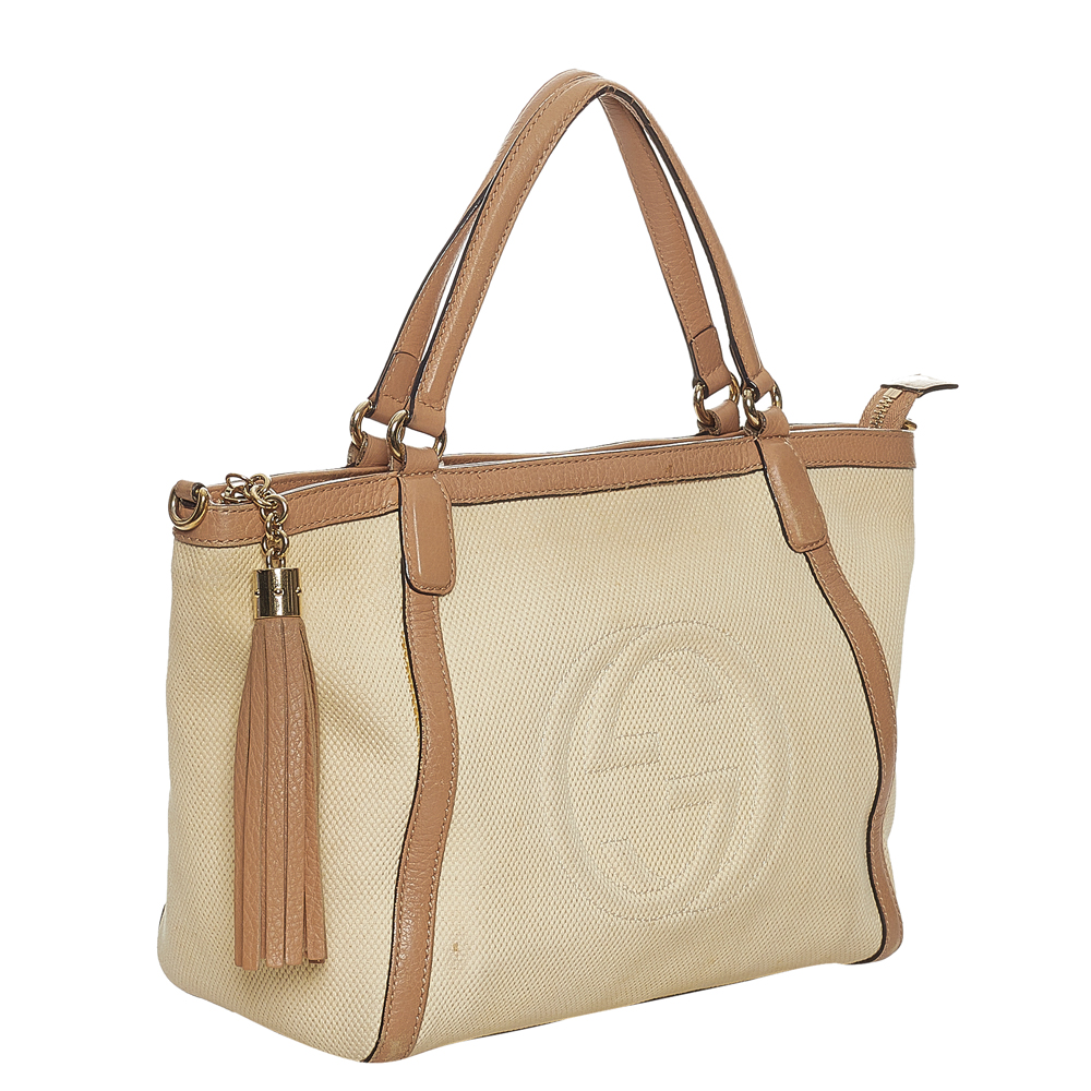 

Gucci Beige/Brown Canvas and Leather Soho Cellarius Tote Bag