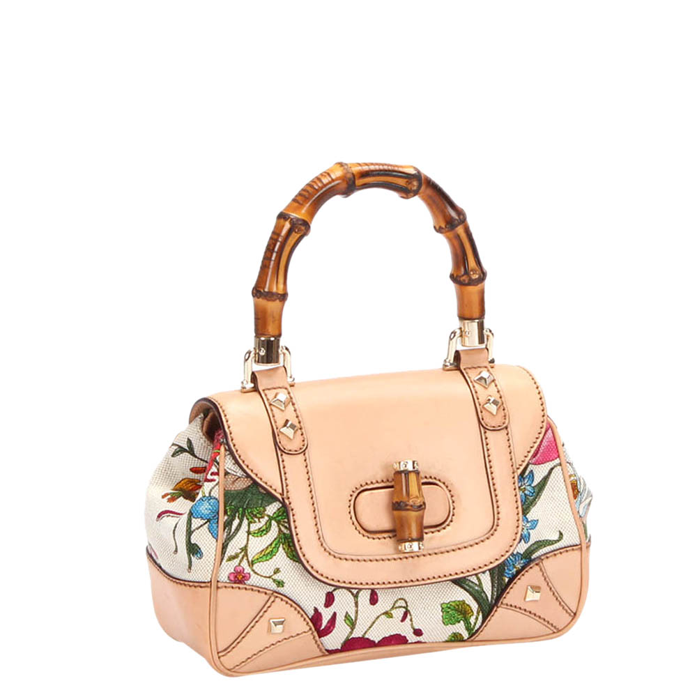 

Gucci Multicolor Flora Canvas Bamboo Top Handle Bag