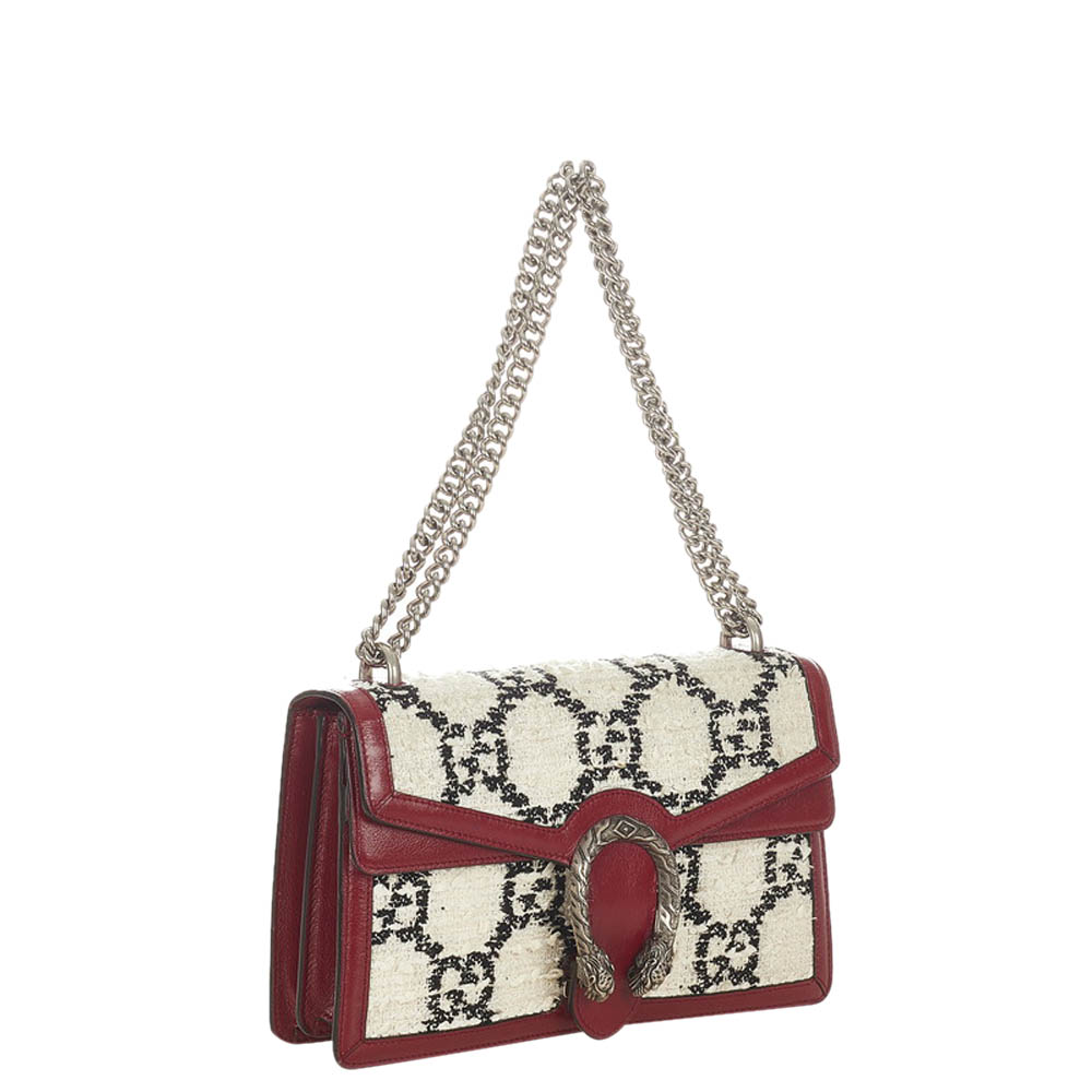 

Gucci White GG Tweed Dionysus Small Shoulder Bag