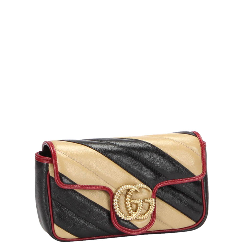 

Gucci Multicolor Leather GG Marmont Super Mini Shoulder Bag