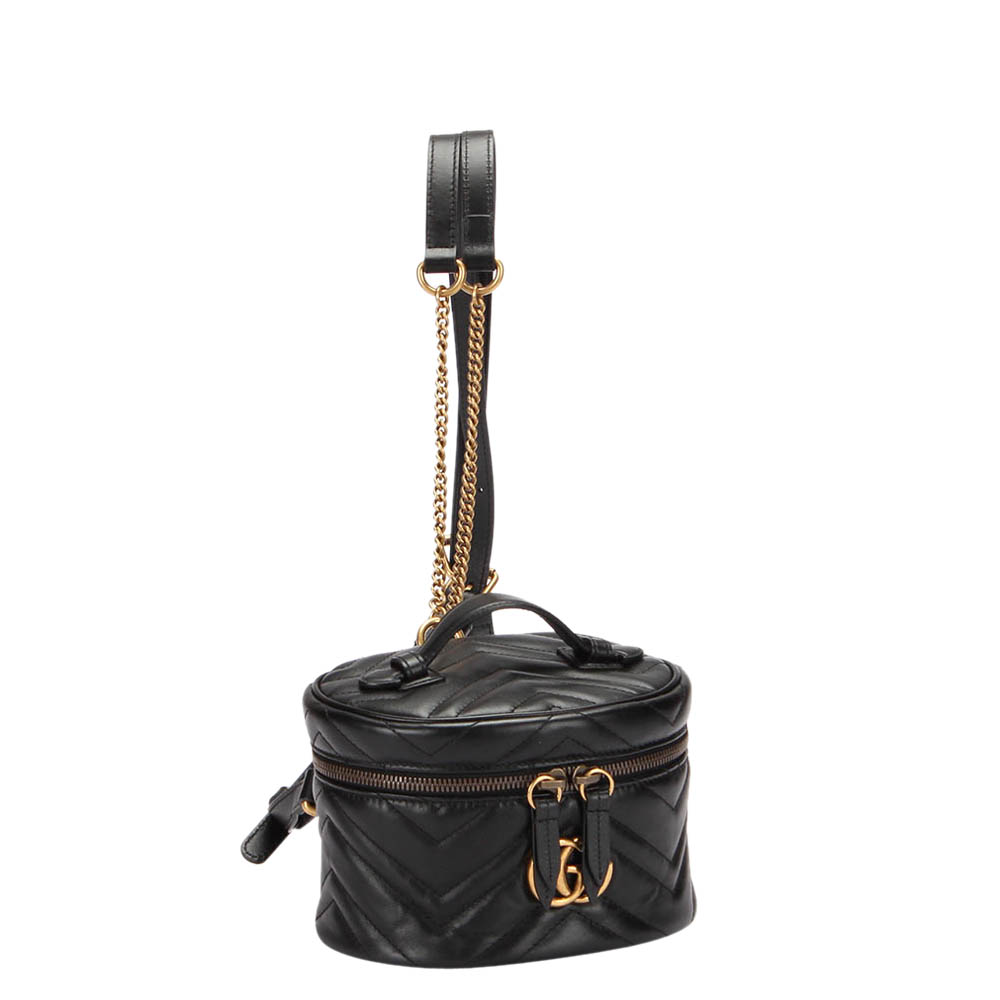 

Gucci Black GG Marmont Leather Mini Round Backpack