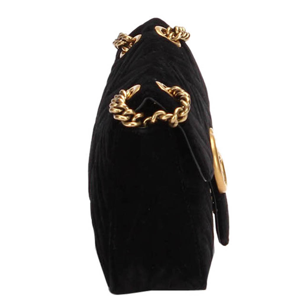 

Gucci Black Velvet GG Marmont Small Shoulder Bag