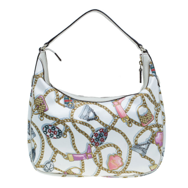 Pre Owned حقيبة يد هوبو غوتشي طبع ساتان حرير