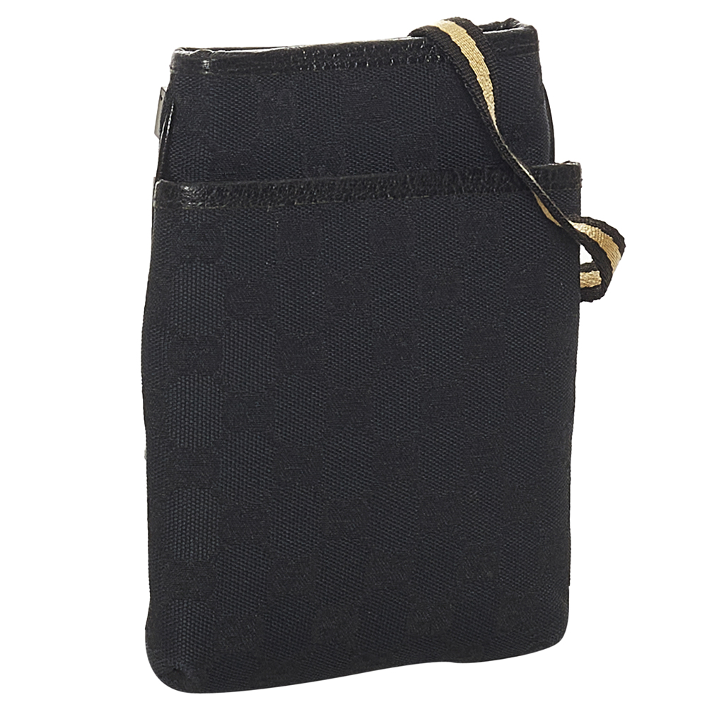 

Gucci Black GG Canvas Fabric Web Shoulder Bag