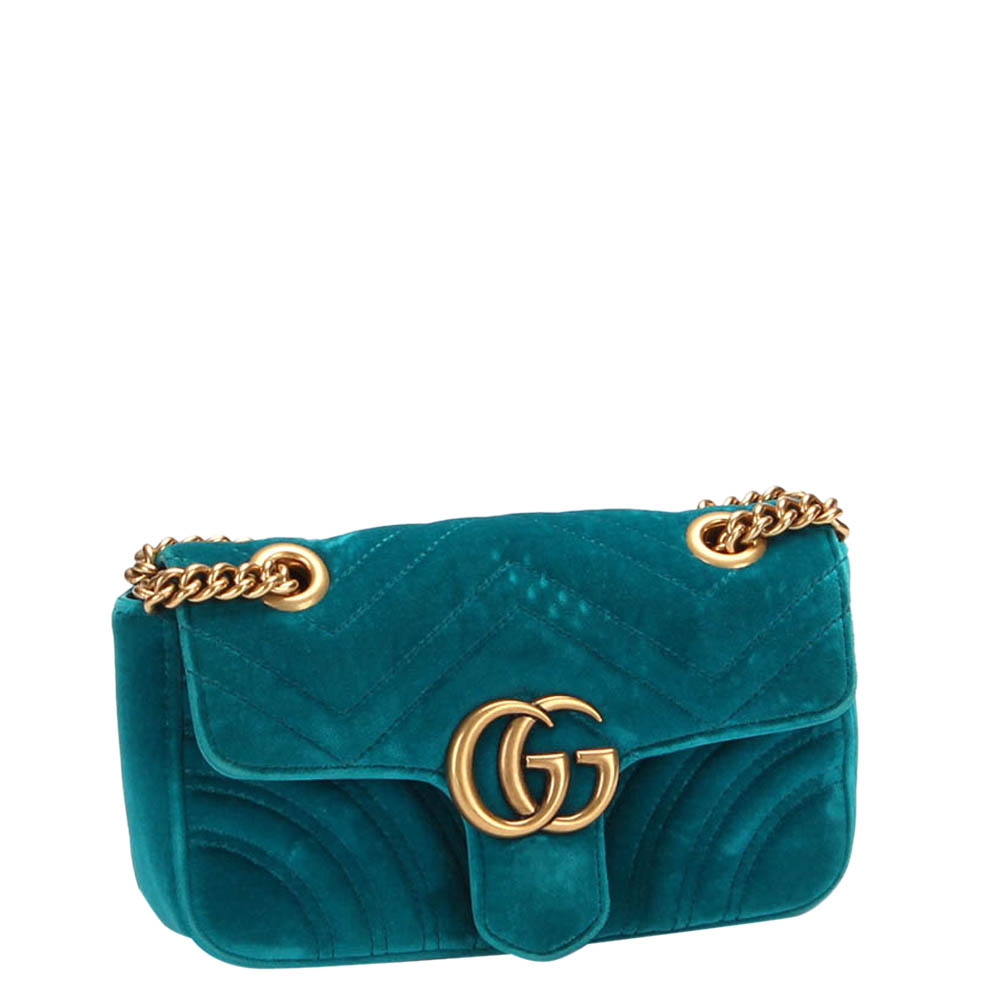 

Gucci Green Velvet GG Marmont Mini Shoulder Bag