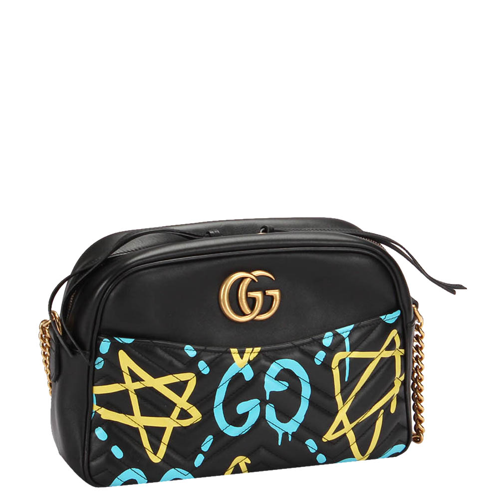 

Gucci Black Leather GG Marmont Ghost Crossbody Bag