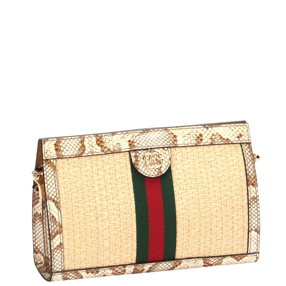 

Gucci Beige Ophidia Raffia Canvas Small Crossbody Bag
