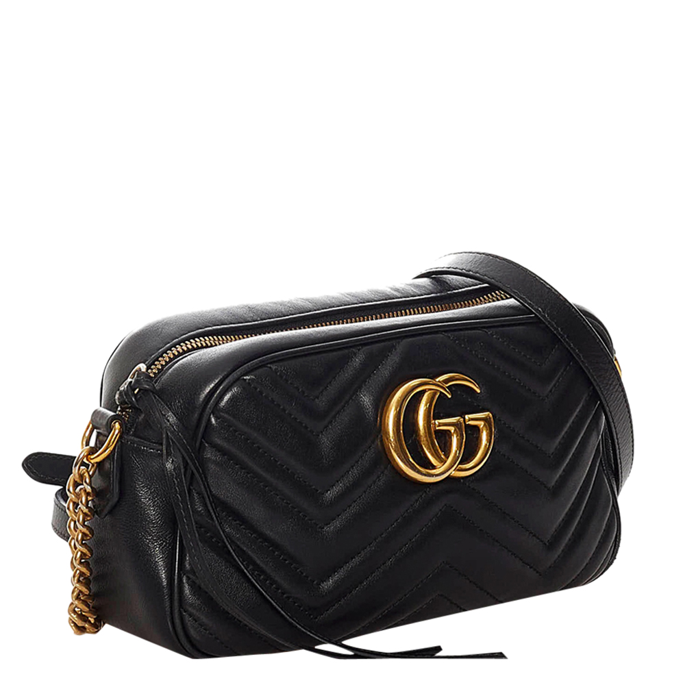 

Gucci Black Matelasse Leather GG Marmont Crossbody Bag