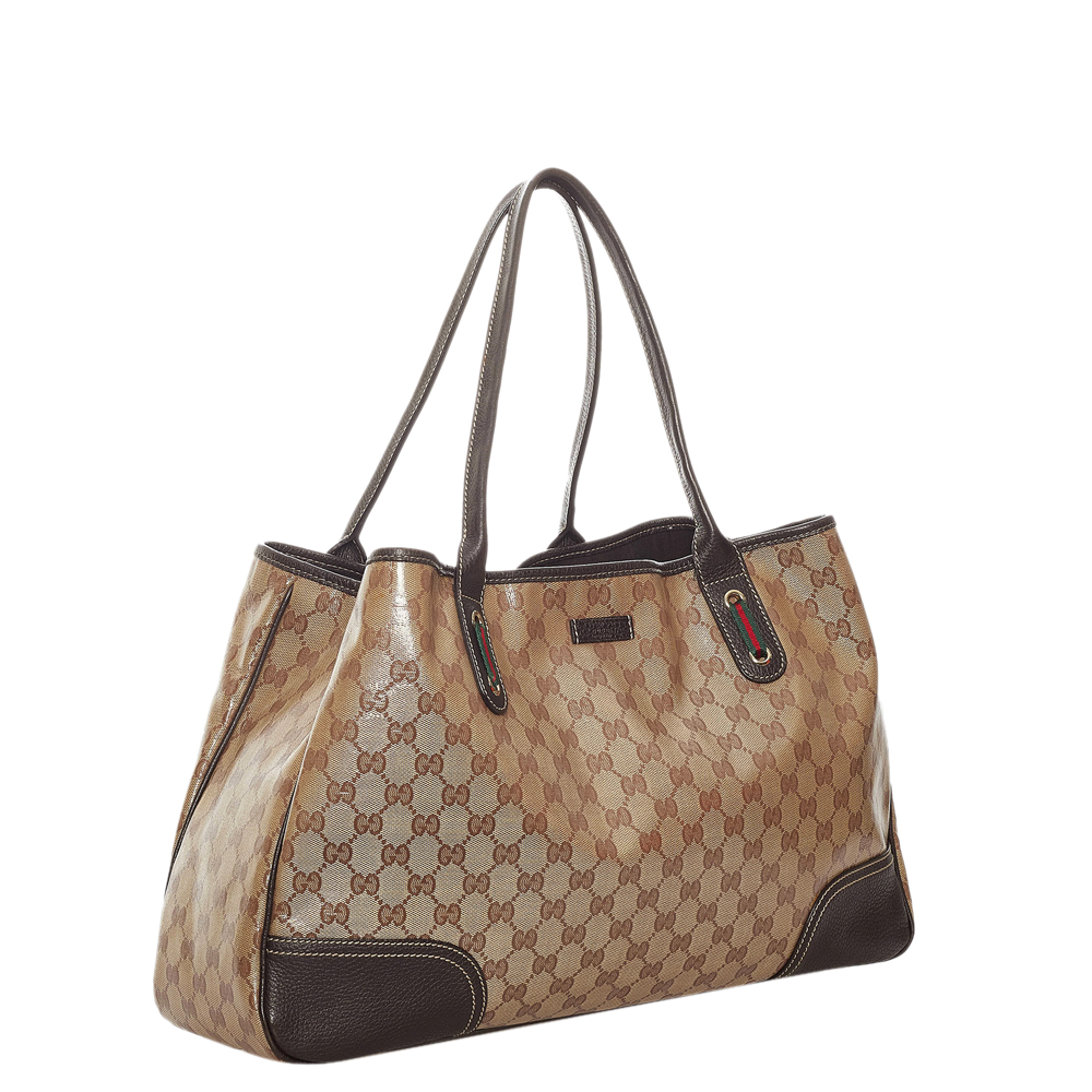 

Gucci Brown/Beige GG Crystal Canvas Princy Tote Bag