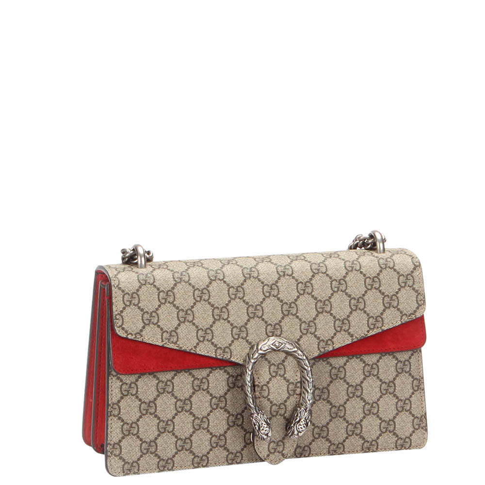 

Gucci Brown GG Supreme Canvas Dionysus Small Shoulder Bag, Beige