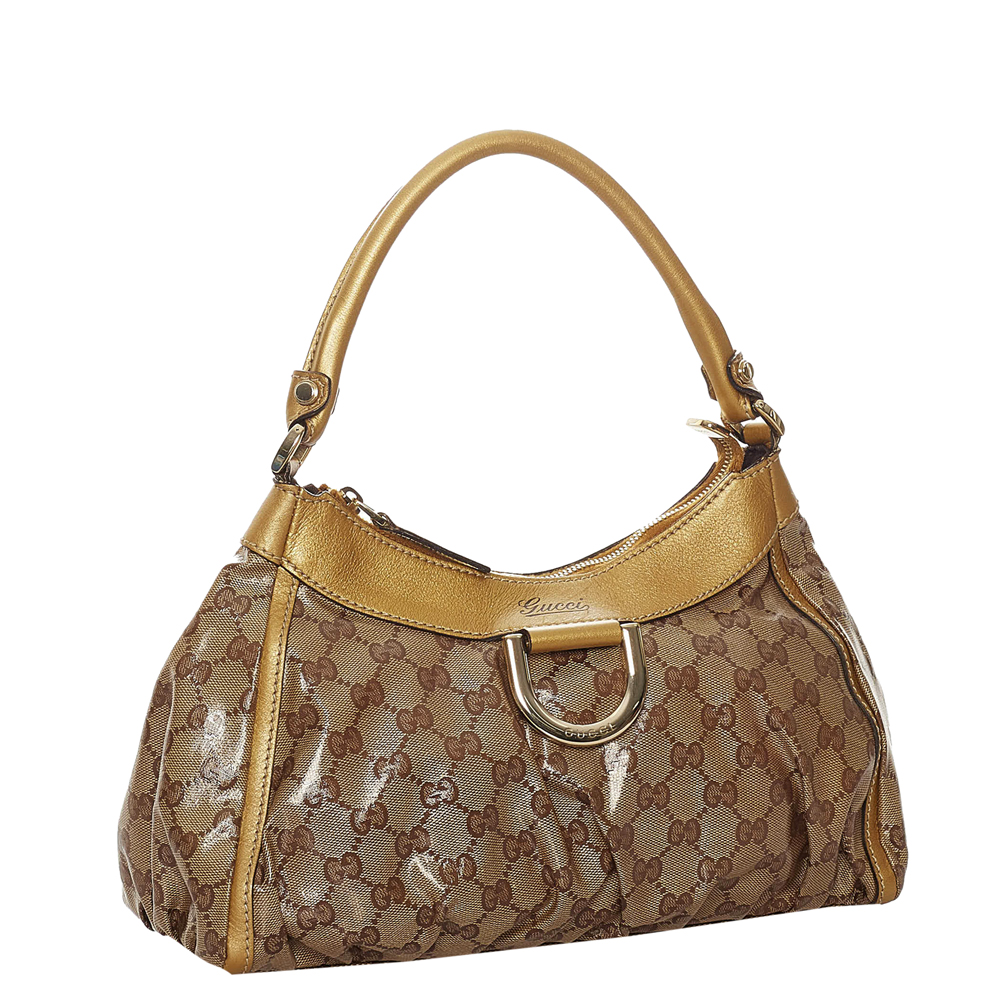 

Gucci Brown GG PVC Plastic Leather Abbey D-Ring Shoulder Bag