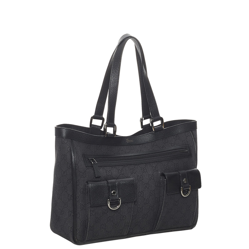 

Gucci Black GG Canvas Fabric Abbey D-Ring Tote Bag