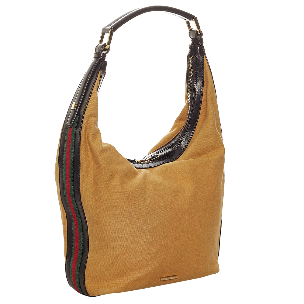 

Gucci Brown Canvas Fabric Web Shoulder Bag