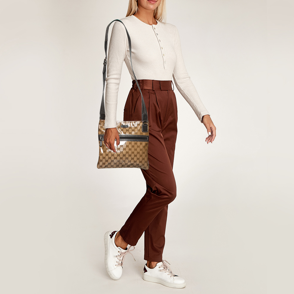 

Gucci Brown GG Crystal Canvas Messenger Bag
