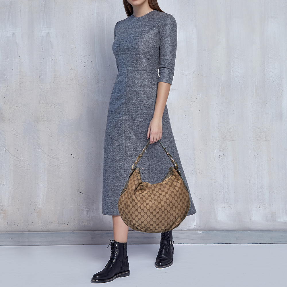 

Gucci Beige/Grey GG Canvas and Leather Medium Pelham Hobo