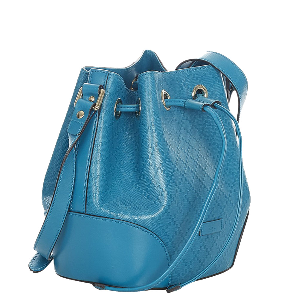 

Gucci Blue Diamante Leather Bright Small Bucket Bag