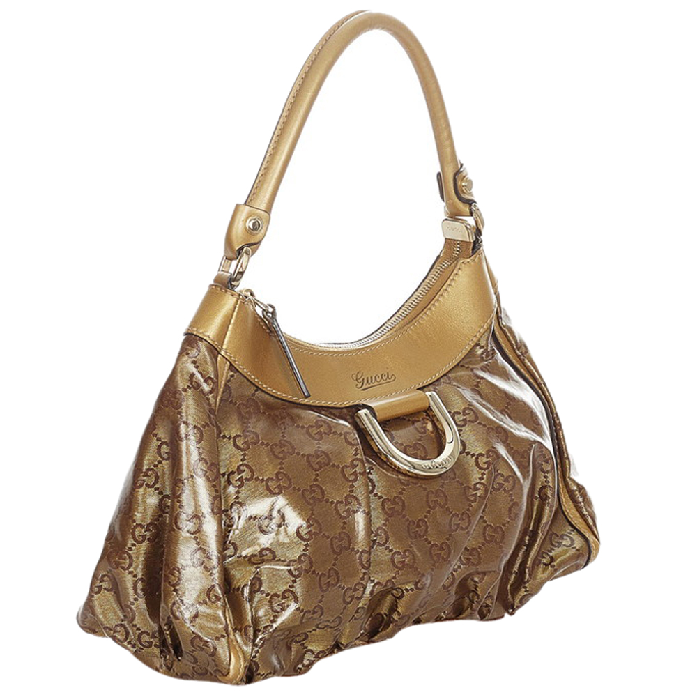 

Gucci Gold GG Crystal Coated Canvas Leather Abbey D-Ring Shoulder Bag