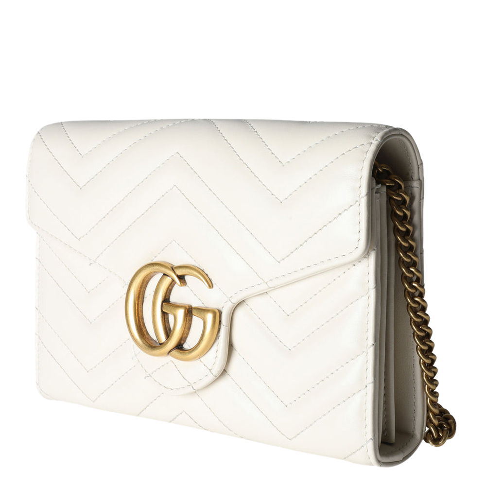 

Gucci White Matelasse Chevron Leather GG Marmont Mini Bag