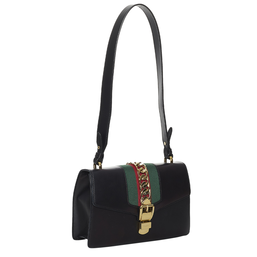 

Gucci Black Leather Sylvie  Chain Bag