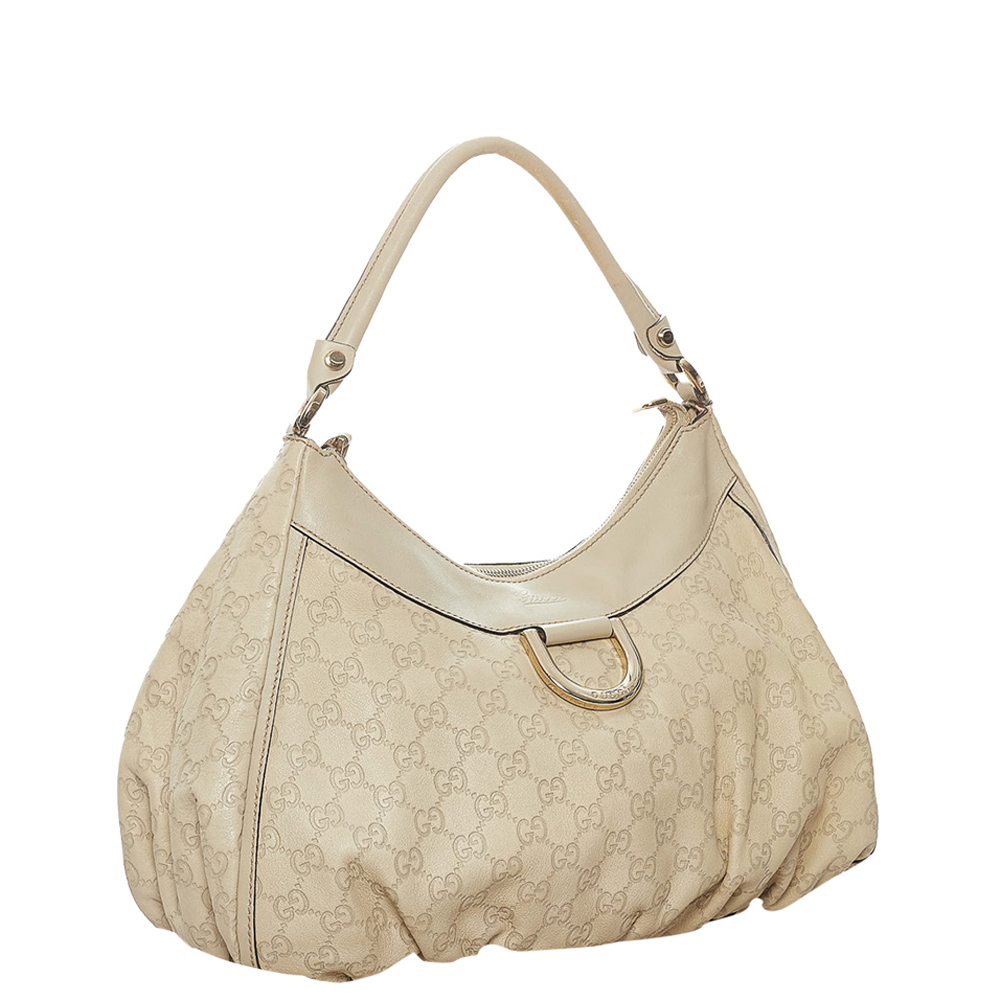 

Gucci White Calf Leather Guccissima Abbey D-Ring Shoulder Bag