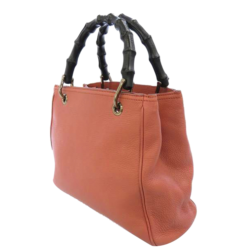 

Gucci Pink Leather Bamboo Shopper Bag