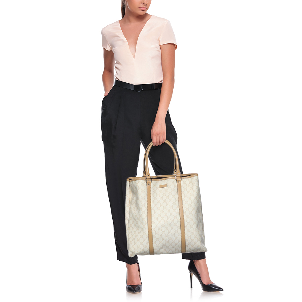 

Gucci Beige GG Supreme Canvas And Leather Joy Tall Tote