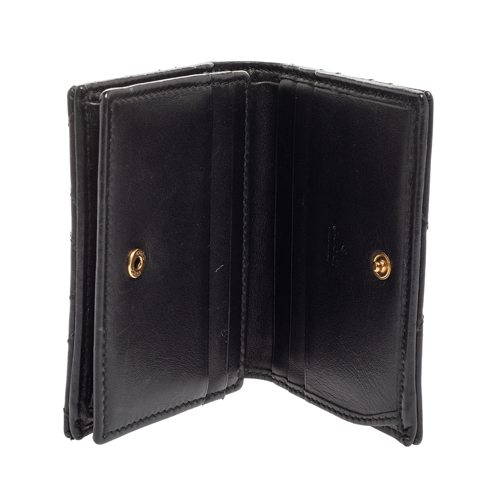 

Gucci Black Matelassé Leather GG Marmont Card Case