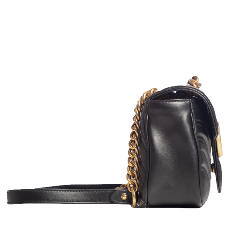 

Gucci Black GG Marmont Leather Matelasse Mini Shoulder Bag