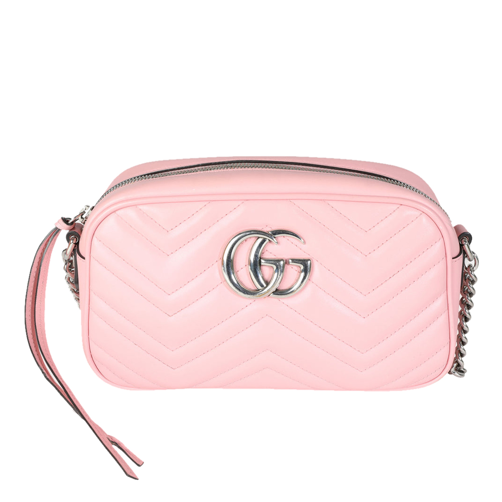 Click to view more detailed imagery on our partner's website Pre-owned Gucci Pink Matelasse Leather Small Gg Marmont Shoulder Bag